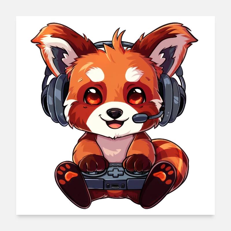 Red Panda Gaming Panda roux Petit panda Poster 60 x 60 cm