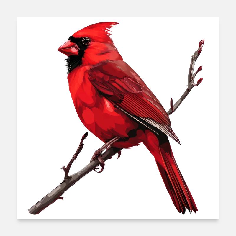 Red Cardinal Vogel Poster 24" x 24" (60x60 cm)