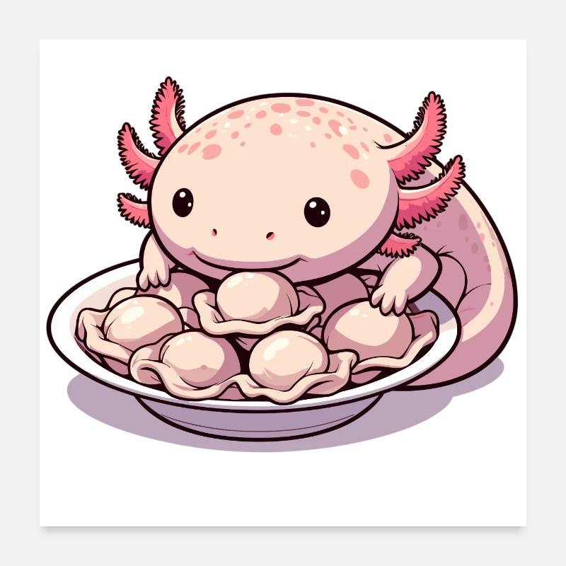 Axolotl Pelmeni süß Geschenk Poster 60x60 cm