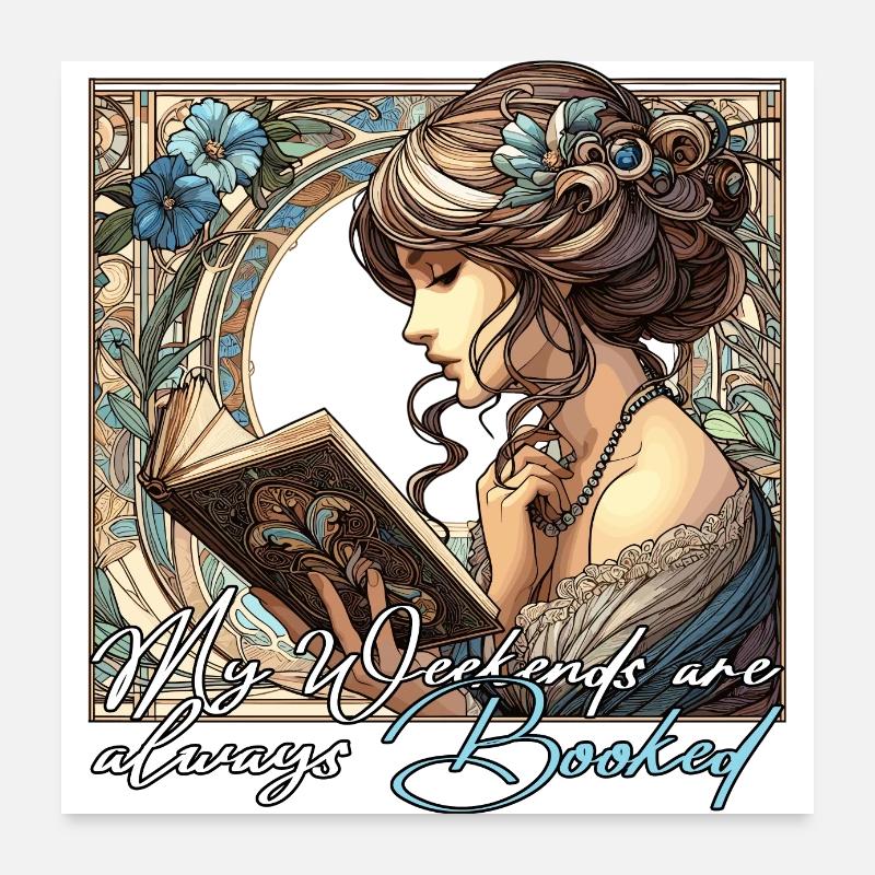 Frau Lesen Wochenenden Buch Bücher Geschenk Poster 60x60 cm