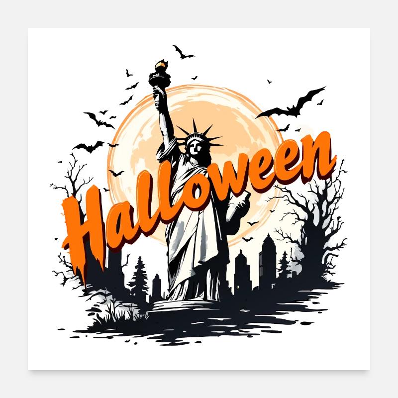 Statue de la Liberté Halloween | Effrayant NYC H Poster 60 x 60 cm