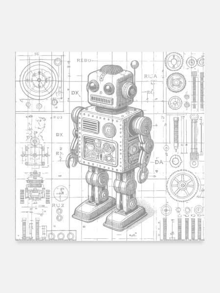 Robot - Poster 60 x 60 cm - blanc - Devant