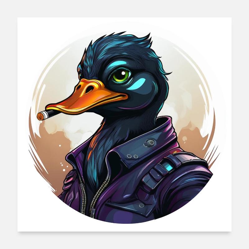 ente mit zigarre Poster 60x60 cm