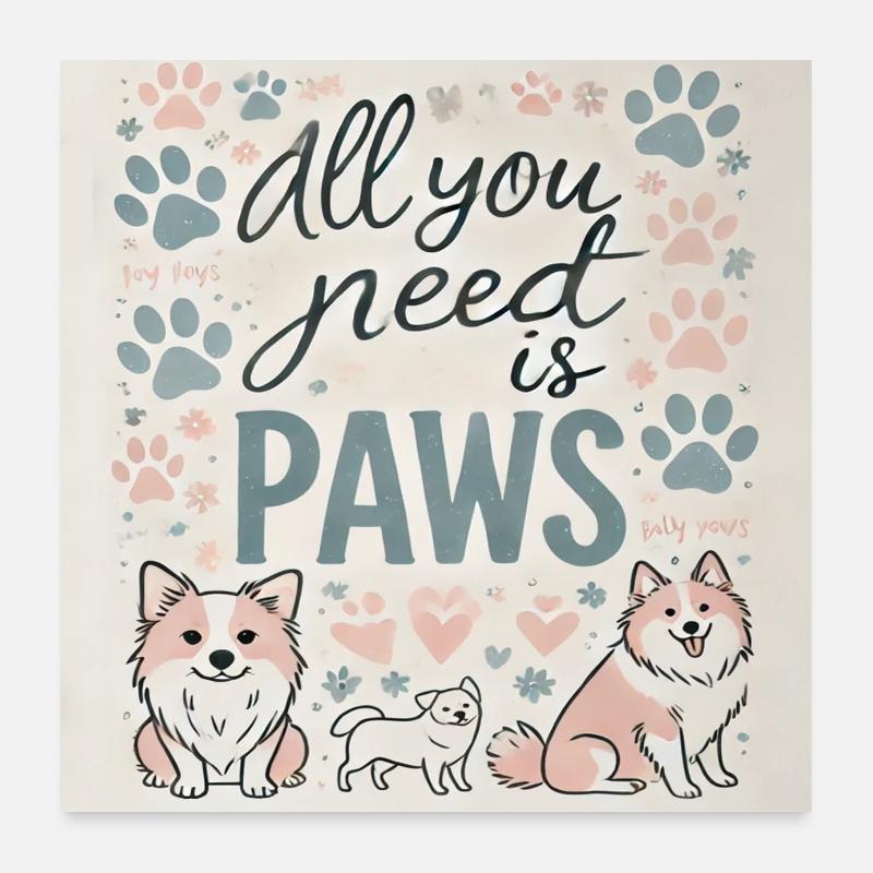 All you need is paws Poster 24" x 24" (60x60 cm)