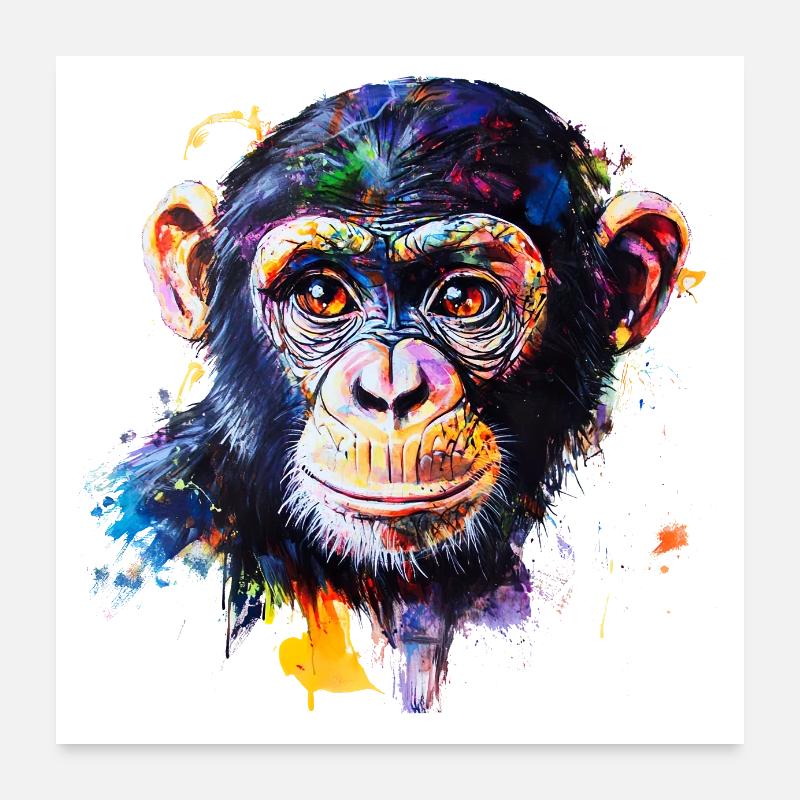 Vergleich von Menschen und Schimpansen Poster 60x60 cm