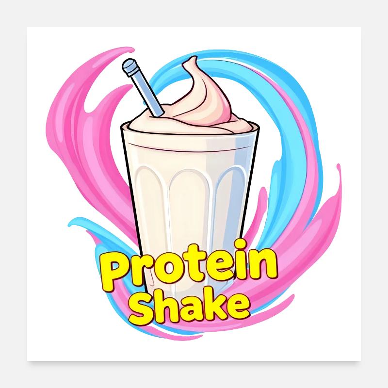 Shake protéiné flottant dans une mer de lait de rêve Poster 60 x 60 cm