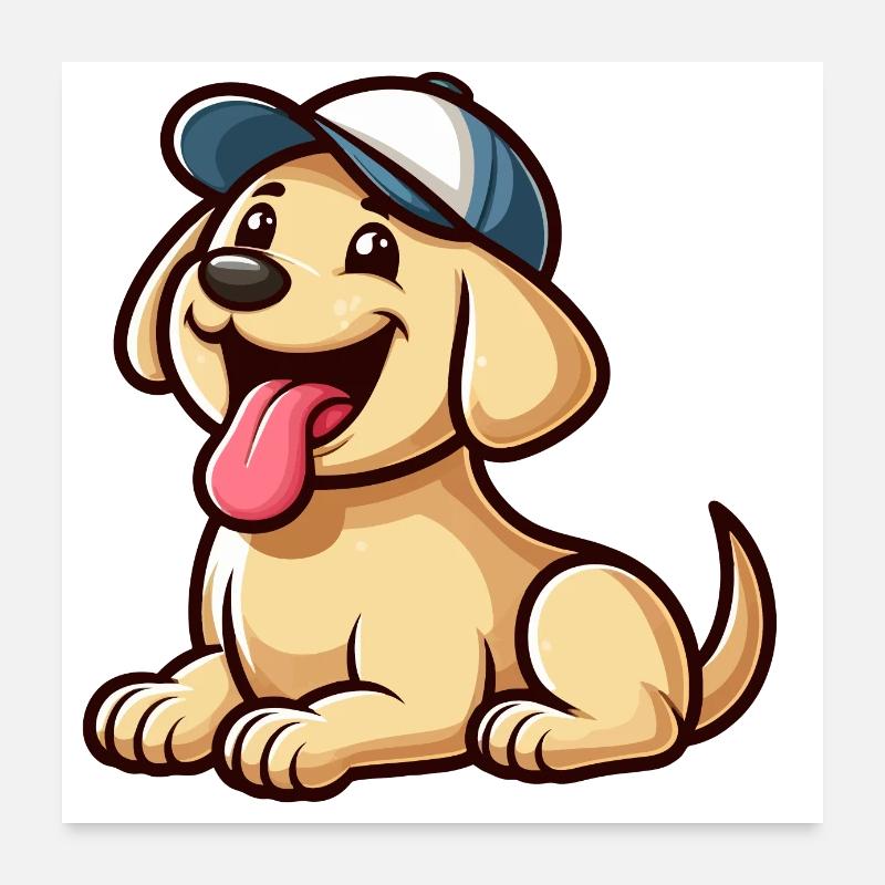Petit chien joyeux a casquette - Labrador Poster 60 x 60 cm