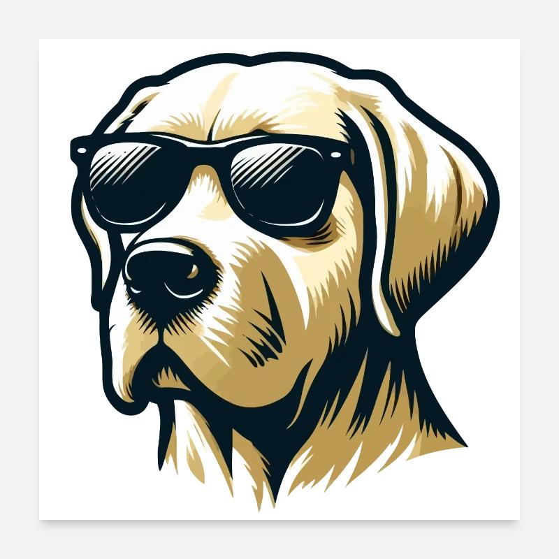 Labrador Head mit Sonnenbrille Poster 60x60 cm