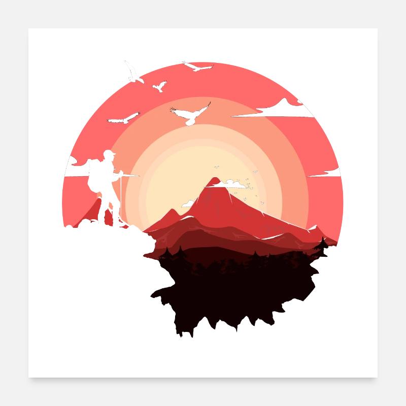 Coucher de soleil escalade Poster 60 x 60 cm