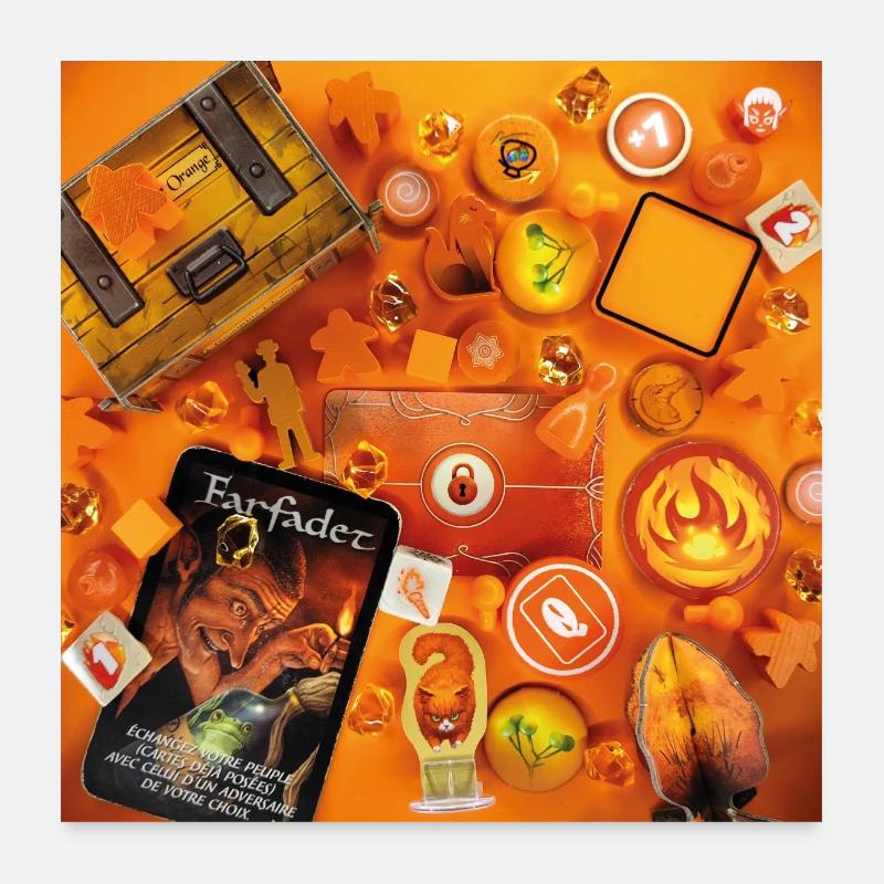 SPIELE • ORANGE - Poster 60x60 cm - Weiß