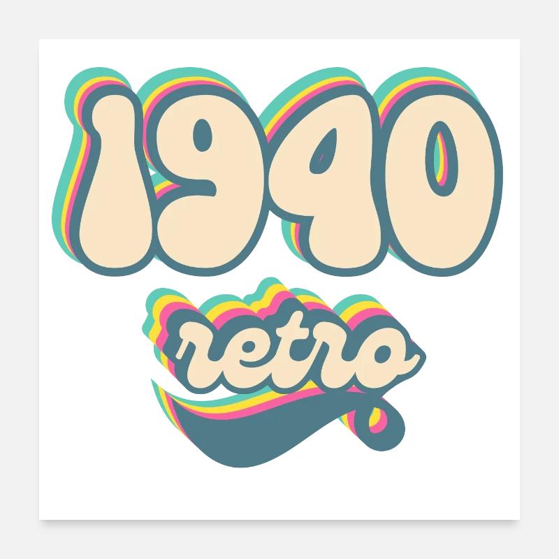 1940 retro idée cadeau Poster 60 x 60 cm