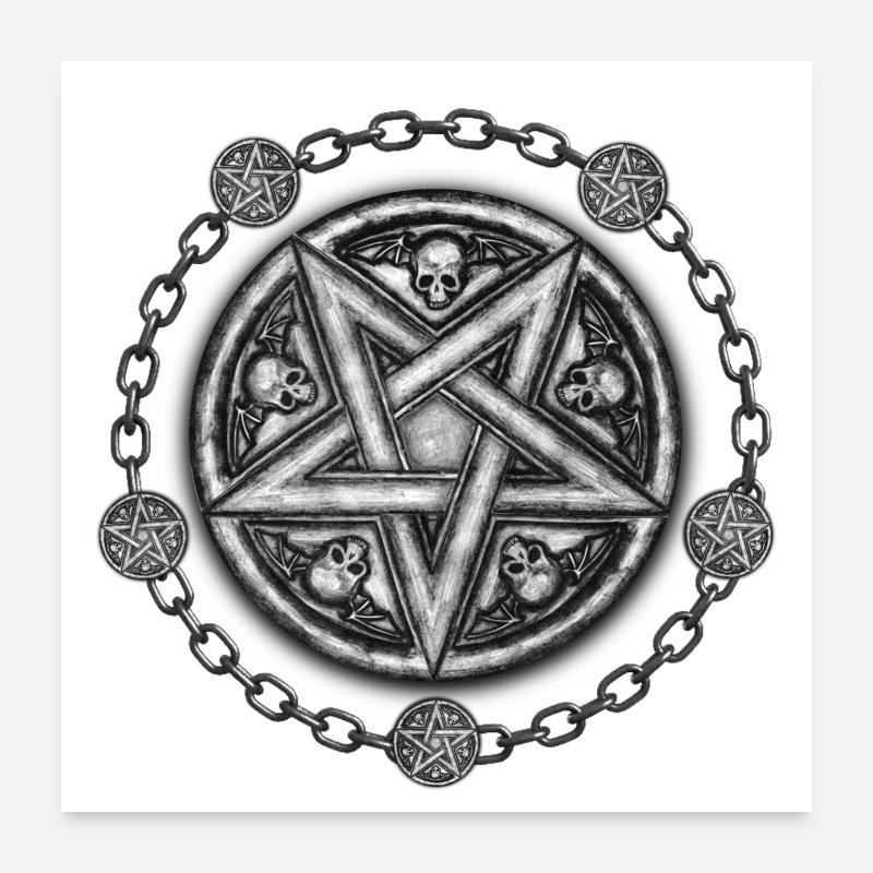 Five Pointed Star Medallion - Skulls & Chains. Poster 24" x 24" (60x60 cm)