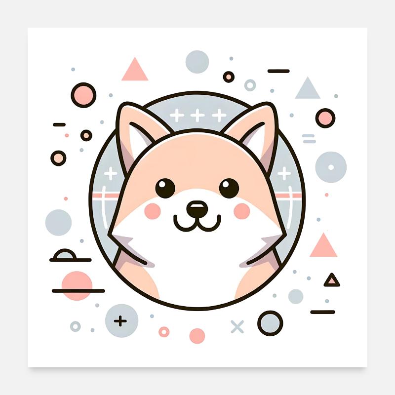 Chien mignon – design mignon dans le style japonais Poster 60 x 60 cm