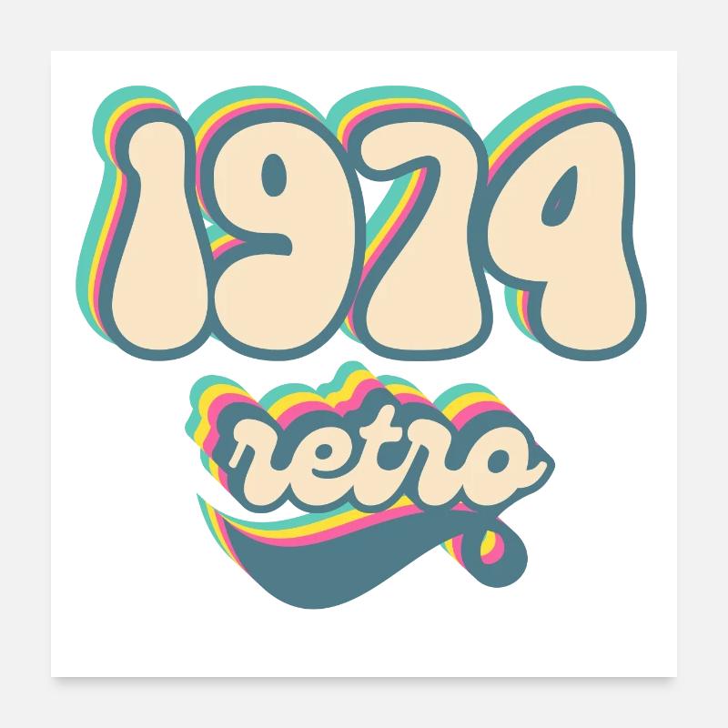 1974 retro idée cadeau Poster 60 x 60 cm