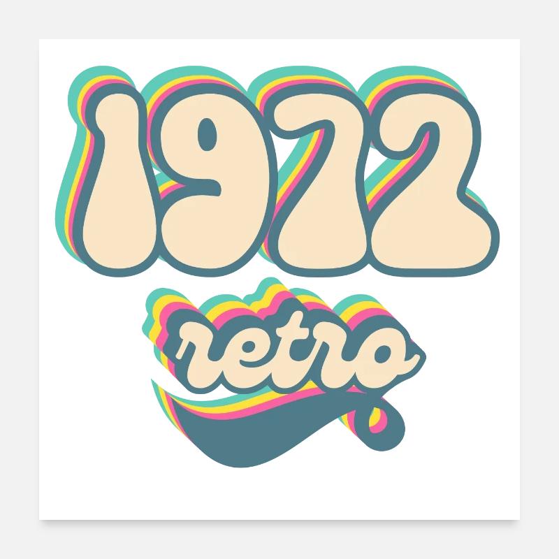 1972 Retro Geschenkidee - Poster 60x60 cm - Weiß