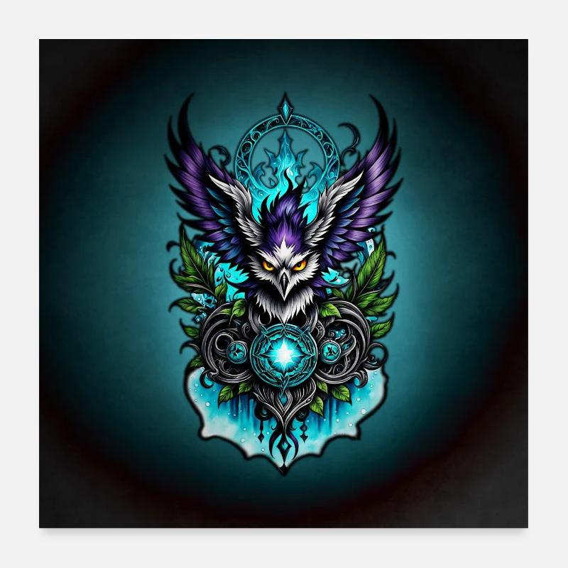 Eule mit magischen Elementen. Poster 60x60 cm