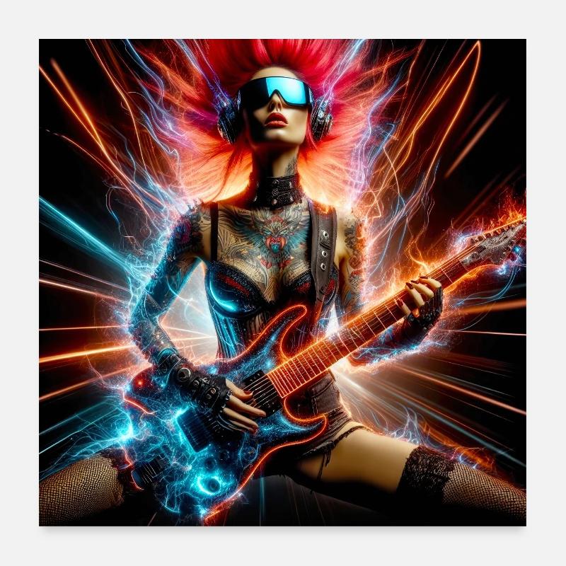 Rockeuse Cyberpunk Poster 60 x 60 cm