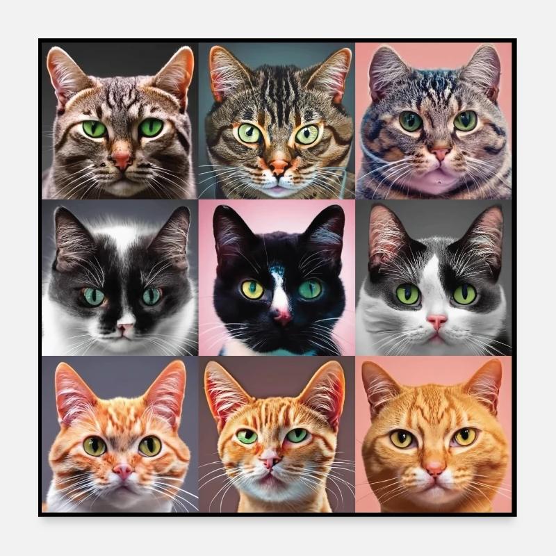 Katzenbrett 9 lebt - Poster 60x60 cm - Weiß