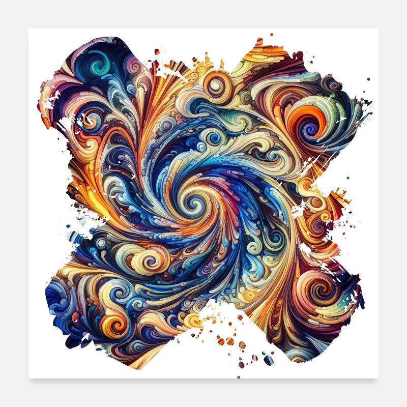 Lebendiger abstrakter Wirbel Poster 60x60 cm