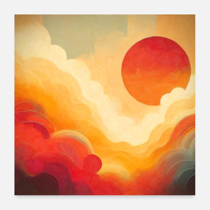 Dramatic Red Sun Painting Poster 24" x 24" (60x60 cm)
