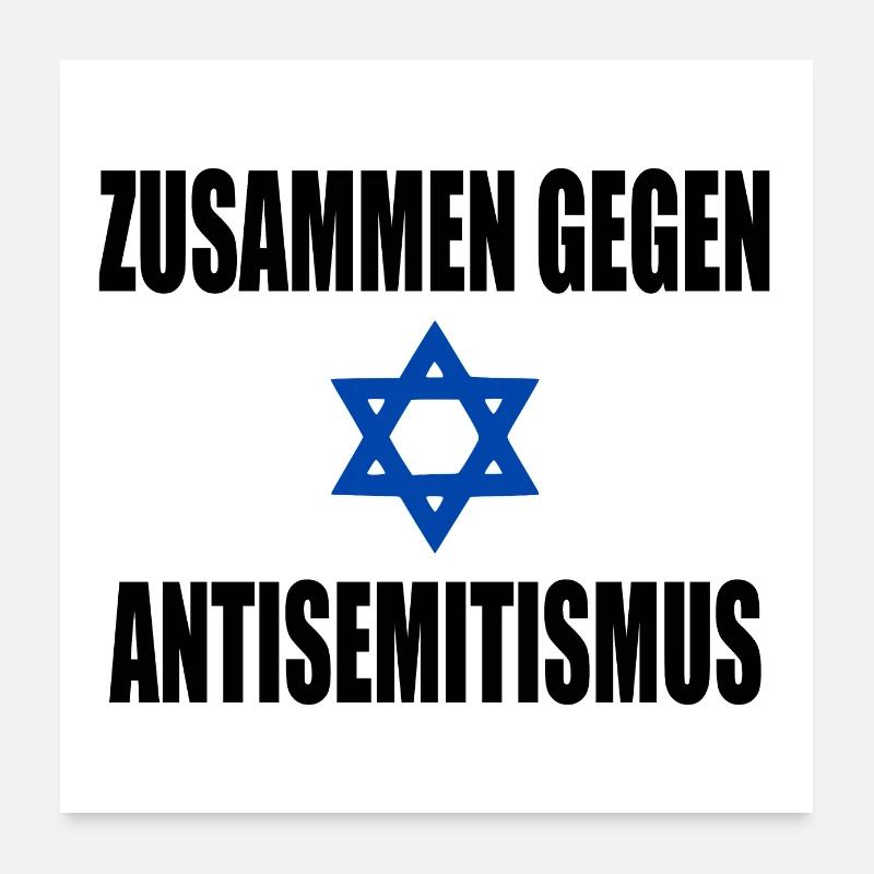zusammen gegen antisemitismus Poster 60x60 cm