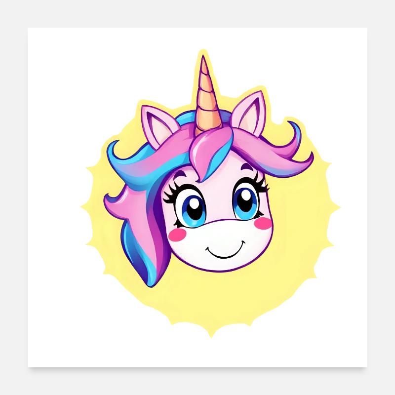 Smiling Unicorn Magic Illustration Poster 24" x 24" (60x60 cm)