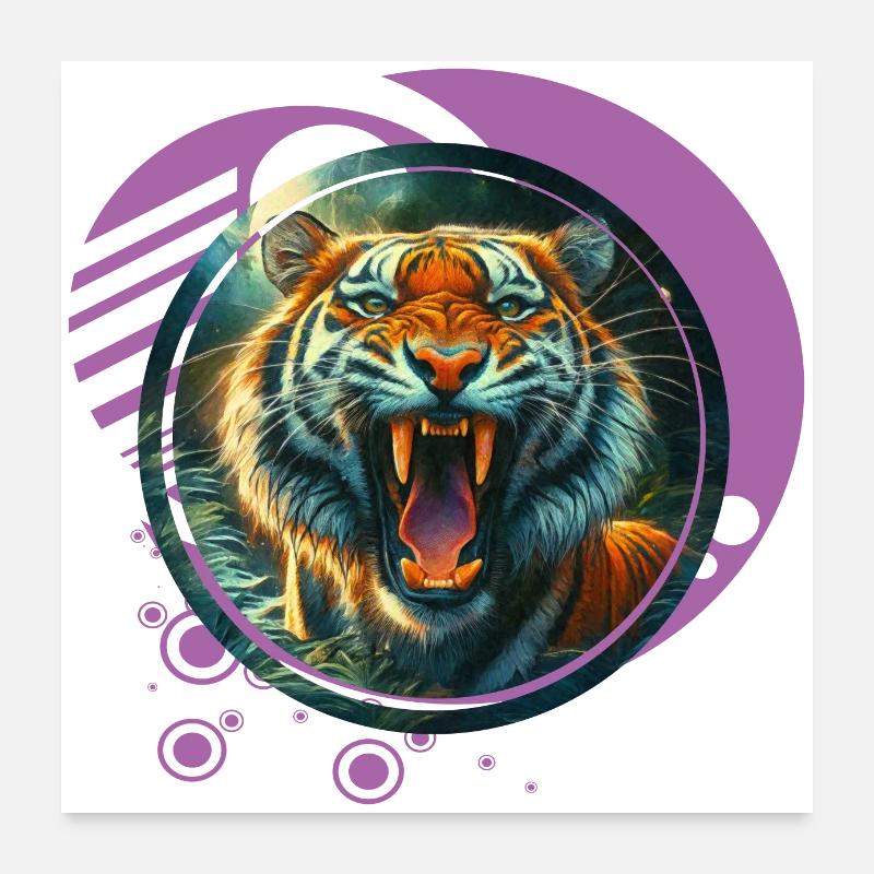 Tigre rugissant Poster 60 x 60 cm