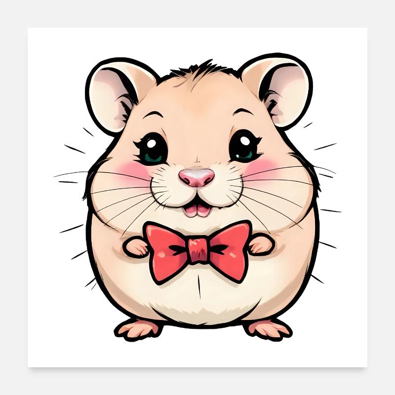 Entzückender Hamster mit roter Fliege Poster 60x60 cm
