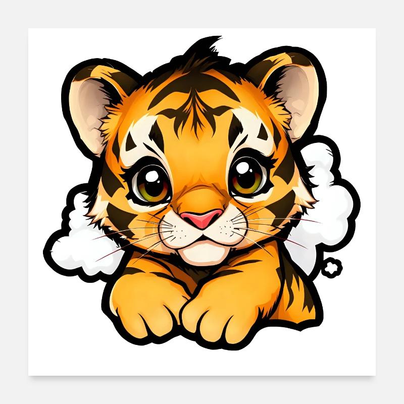 Playful Tiger Cub in a Cloud Dreamscape Poster 24" x 24" (60x60 cm)