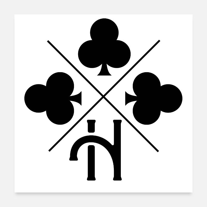 Buchstabe h Glücksklee Poster 60x60 cm