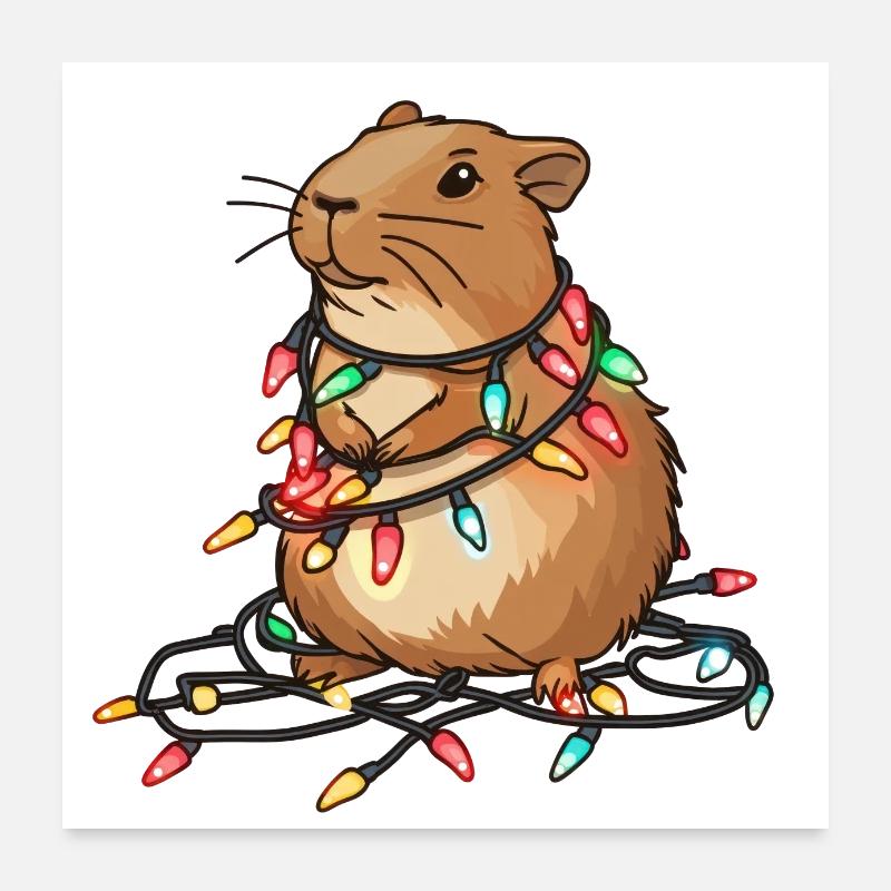 Funny Capybara Christmas Christmas Poster 24" x 24" (60x60 cm)