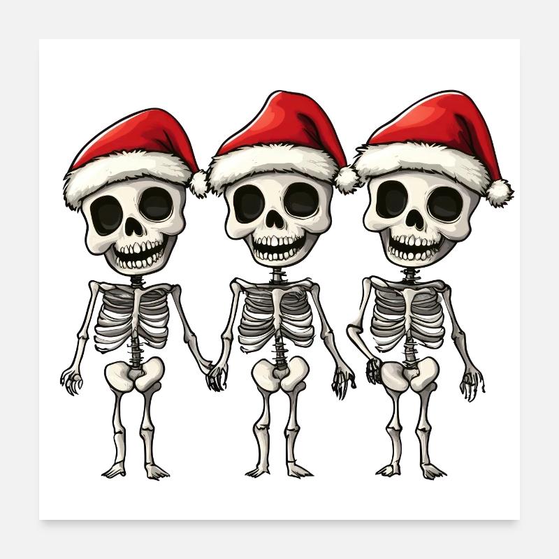 Funny Skeleton Christmas Poster 24" x 24" (60x60 cm)