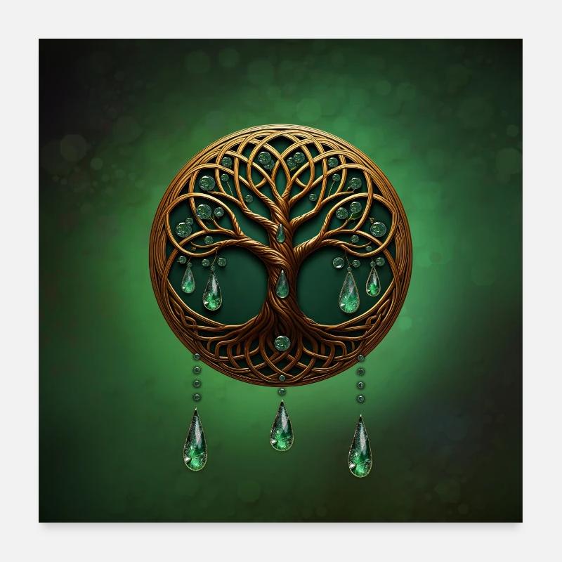 Stilisierter Baum des Lebens Poster 60x60 cm