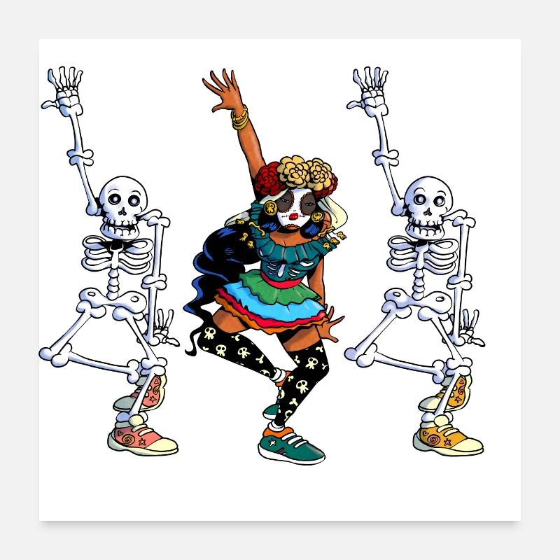 La danse du dia de los Muertos Poster 60 x 60 cm
