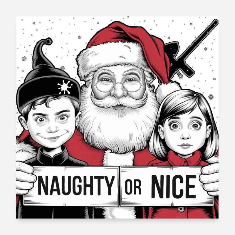 Naughty or nice paintball player Santa asks? Poster 24" x 24" (60x60 cm)