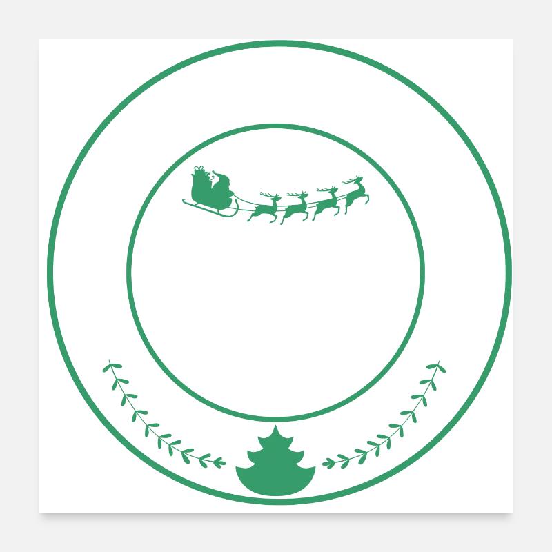 Christmas Christmas Tree Reindeer Circle Poster 24" x 24" (60x60 cm)