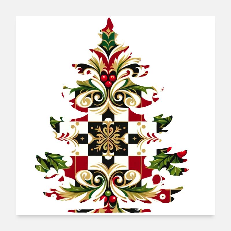 Tannenbaum mit Ornamenten Poster 60x60 cm