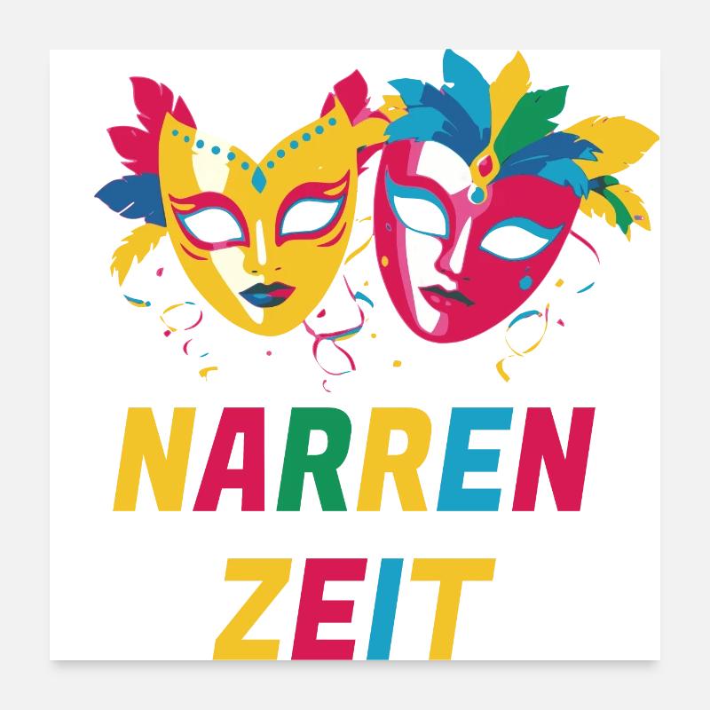 Karneval Köln Fasching Kostüm Maske Narren Poster 60x60 cm