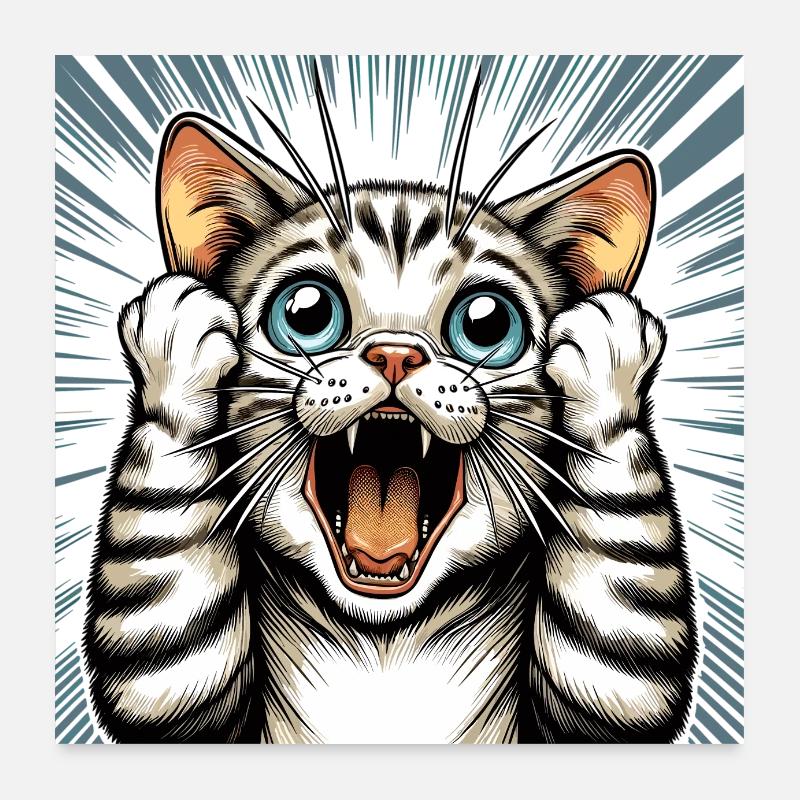 Chat choqué chat chat cadeau Poster 60 x 60 cm