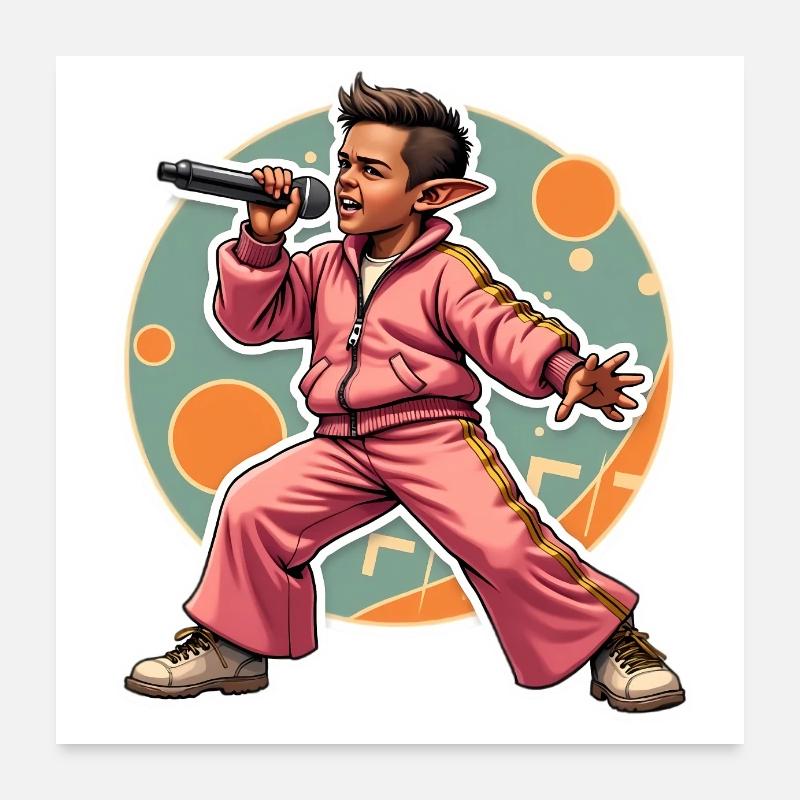 Elfe Rappeur en Action Poster 60 x 60 cm
