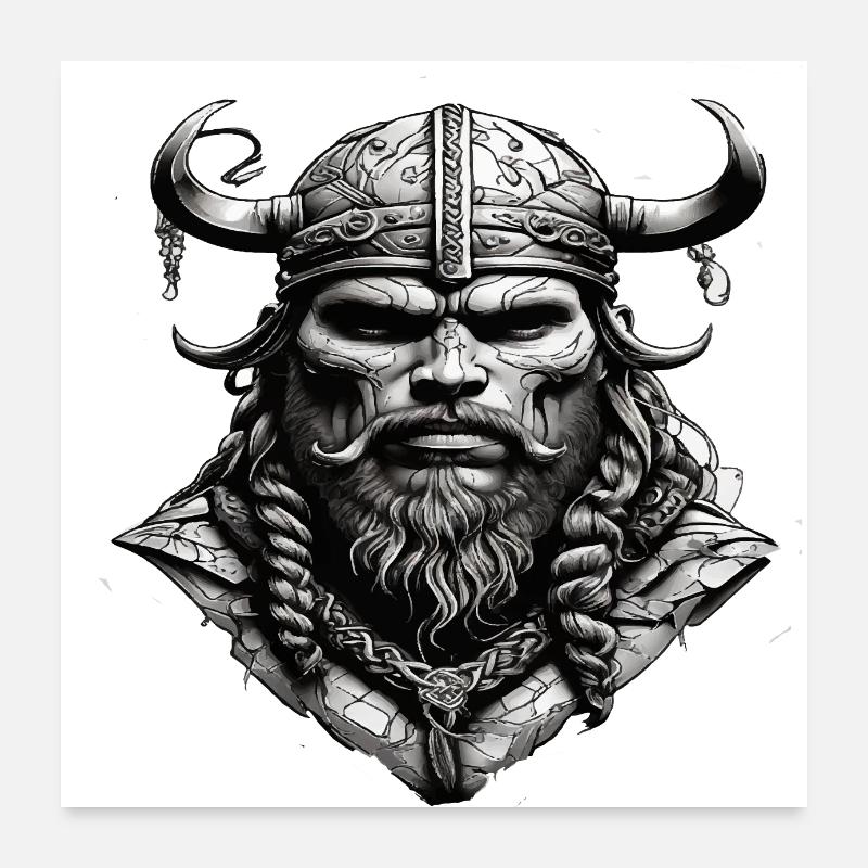 Wikinger Schädel Poster 60x60 cm