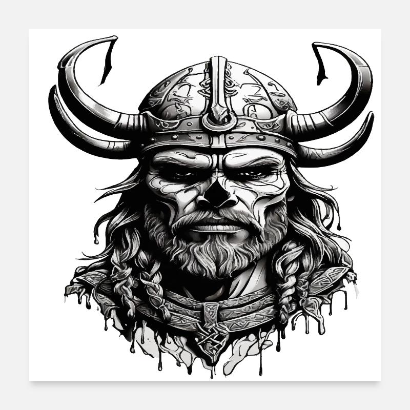 Viking Skull Poster 24" x 24" (60x60 cm)