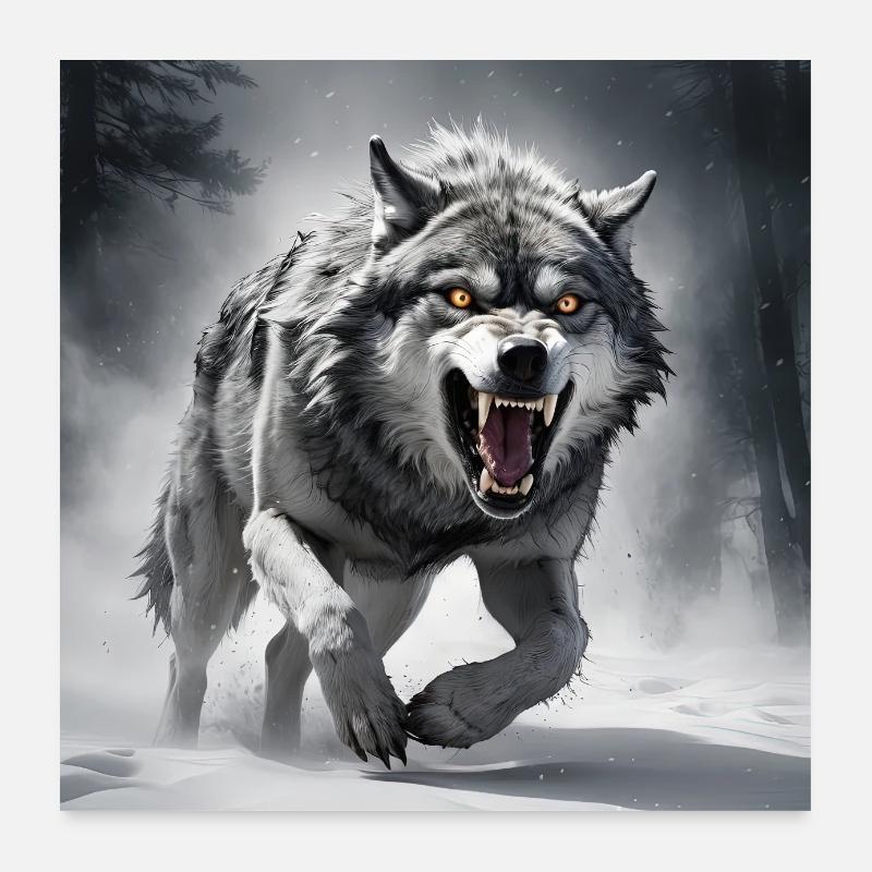 Wolf Animal Vector Nature Illustration Design Wild Poster 24" x 24" (60x60 cm)