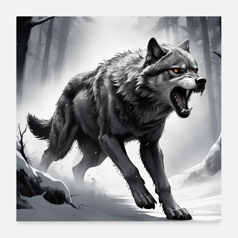 Wolf Animal Vector Nature Illustration Design Wild Poster 24" x 24" (60x60 cm)
