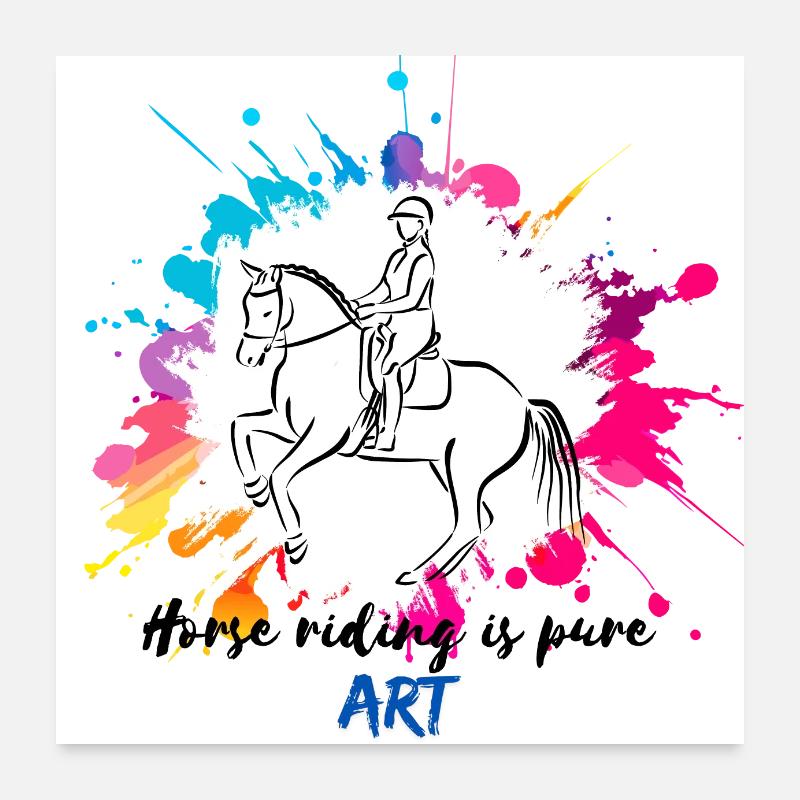 L'équitation, un art à l'état pur (Noir) Poster 60 x 60 cm