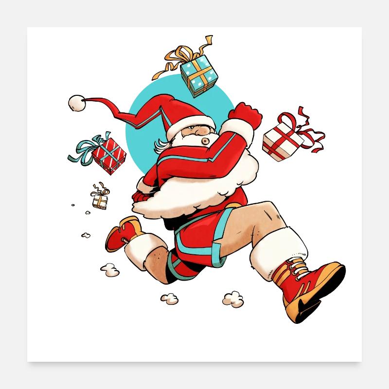 Runner Santa Poster 60 x 60 cm