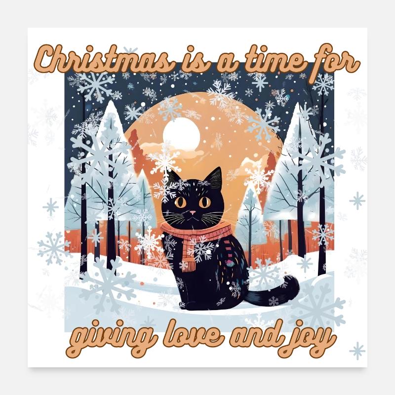 Chat de Noël Poster 60 x 60 cm