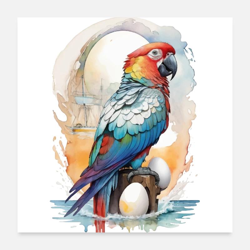Parrot Watercolor Poster 24" x 24" (60x60 cm)