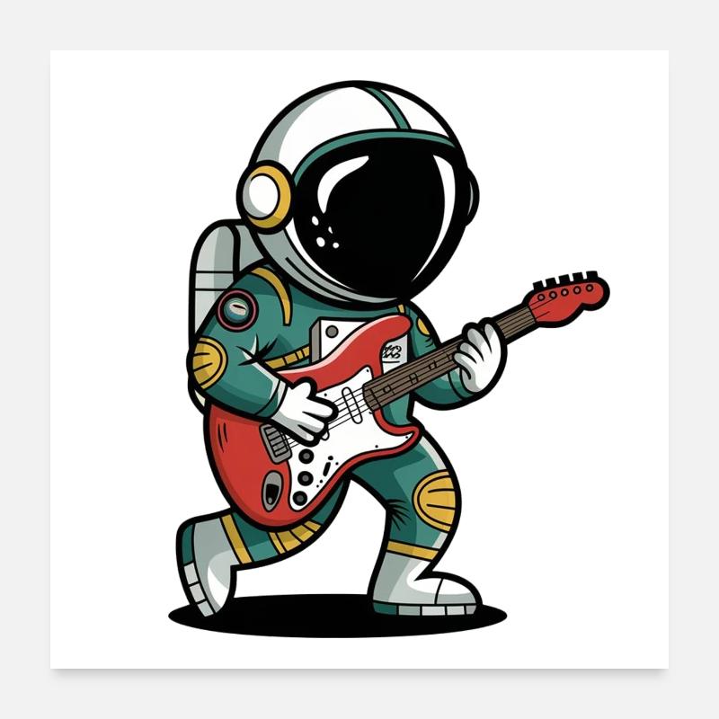 Spaceman jouant des guitares Poster 60 x 60 cm