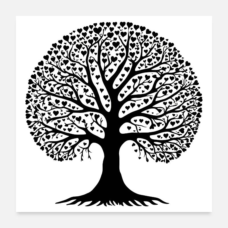 Baum der Herzen - Zeitloses Design Poster 60x60 cm